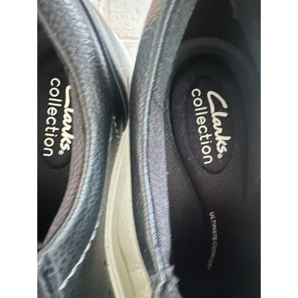 Clarks Collection Sneakers Shoes‎ 7.5 Layton Rae Black Leather Casual Read